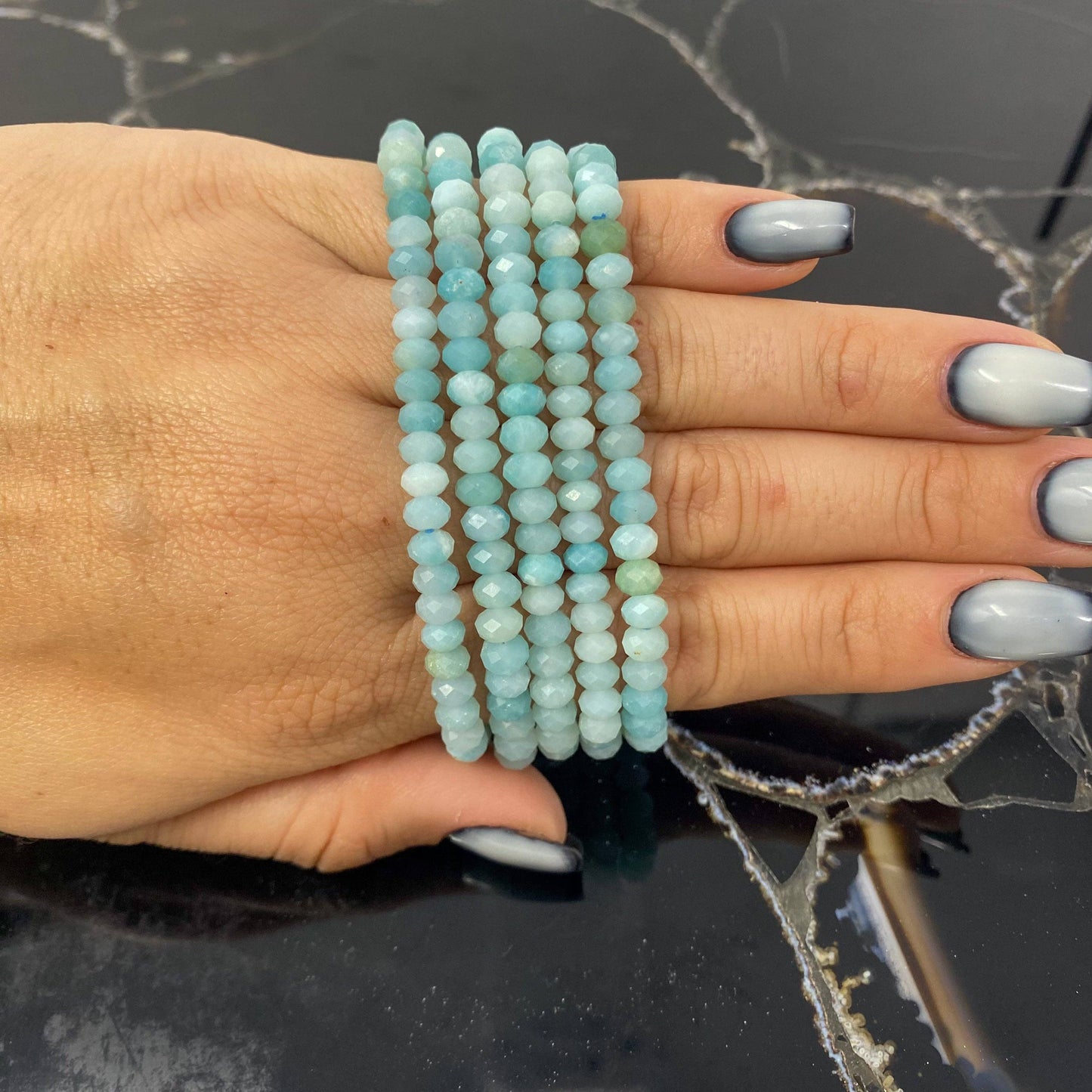4mm Gem Cut Amazonite Bracelet - 1 bracelet
