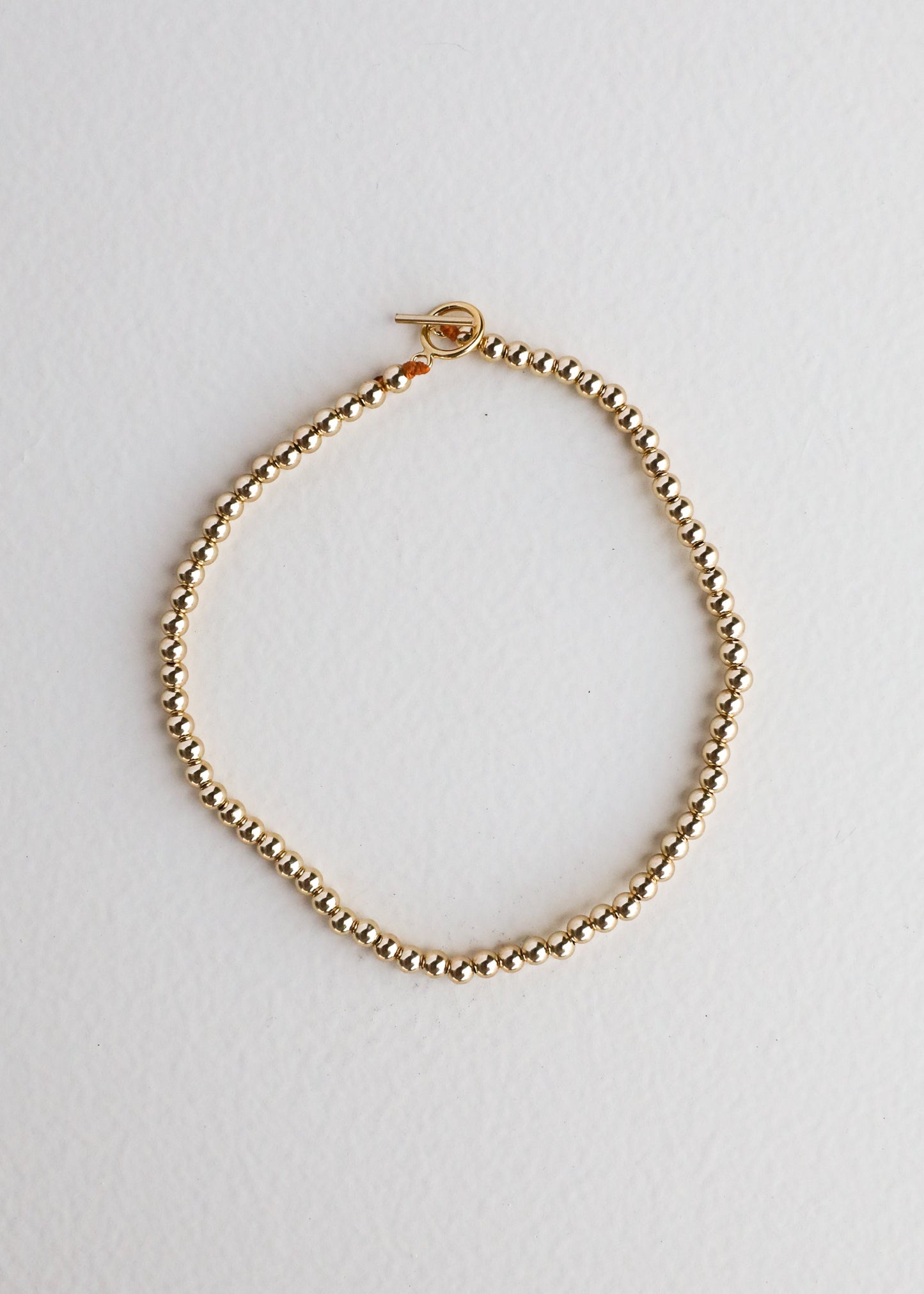 14k Gold Filled Beaded Anklet or Bracelet with Toggle Clasp