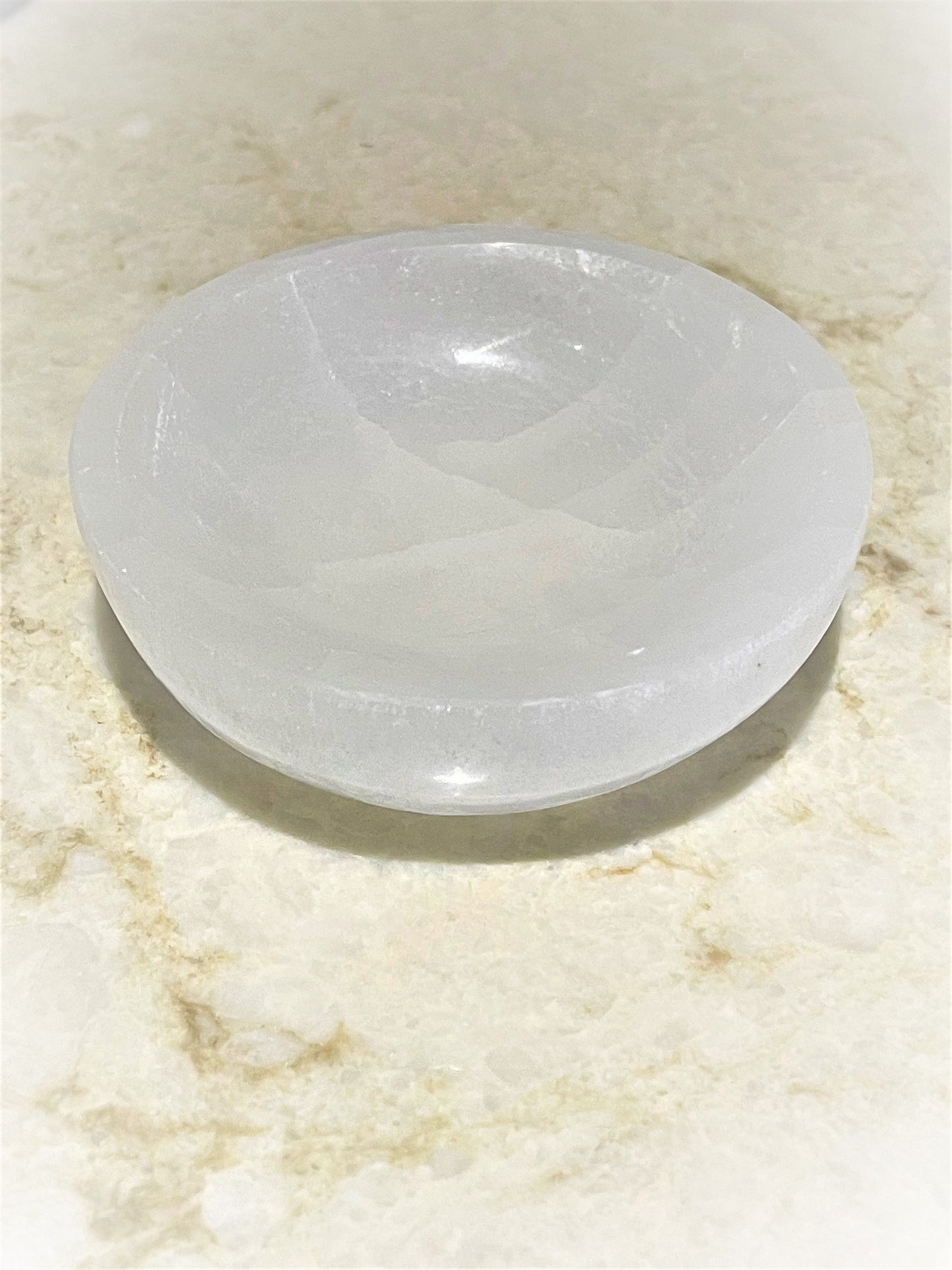 Hand-Carved Selenite Healing Bowl - Moroccan Artisan Crystal