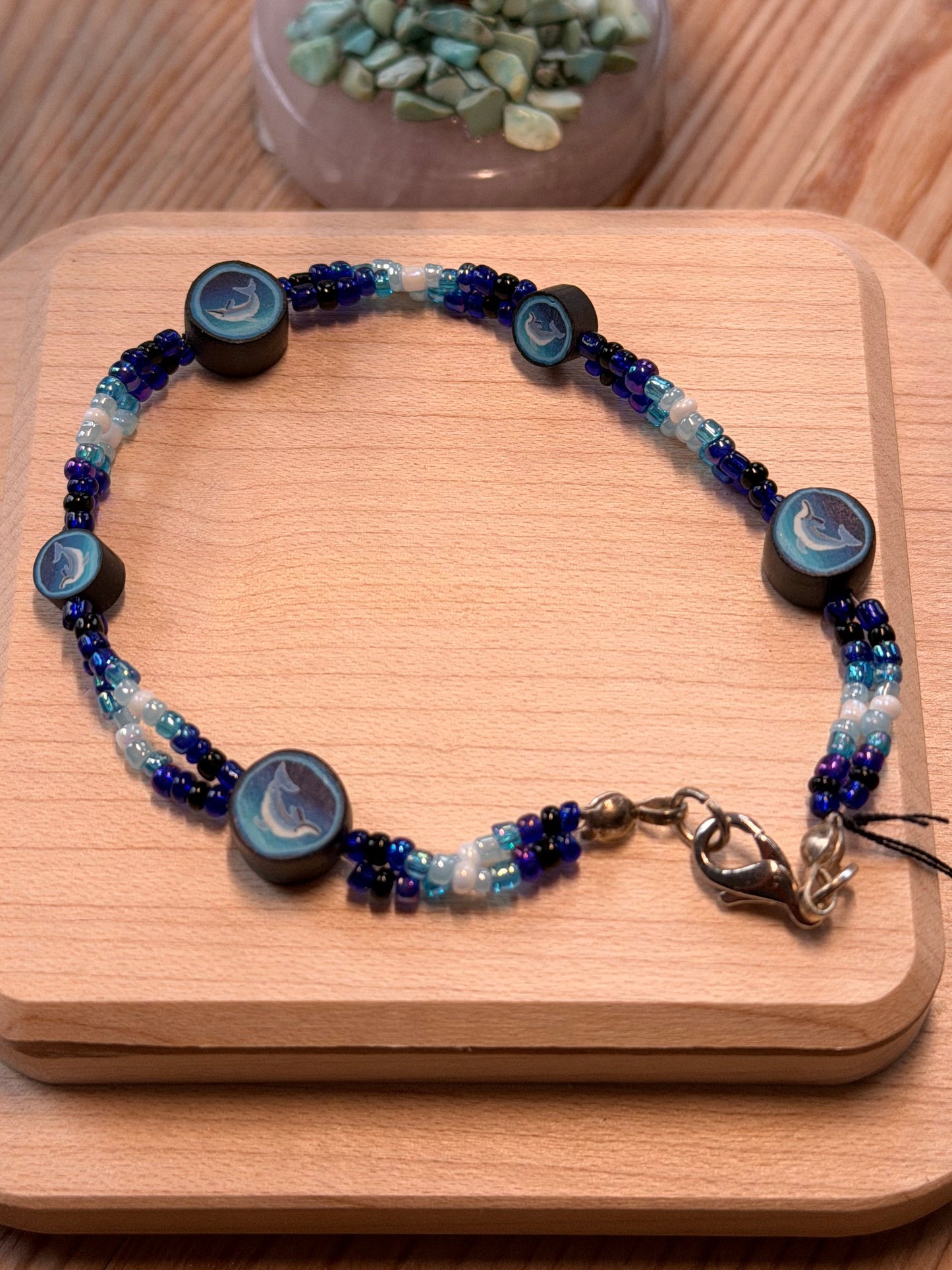 Primo Fimo Beaded Bracelet with Dolphin Accents