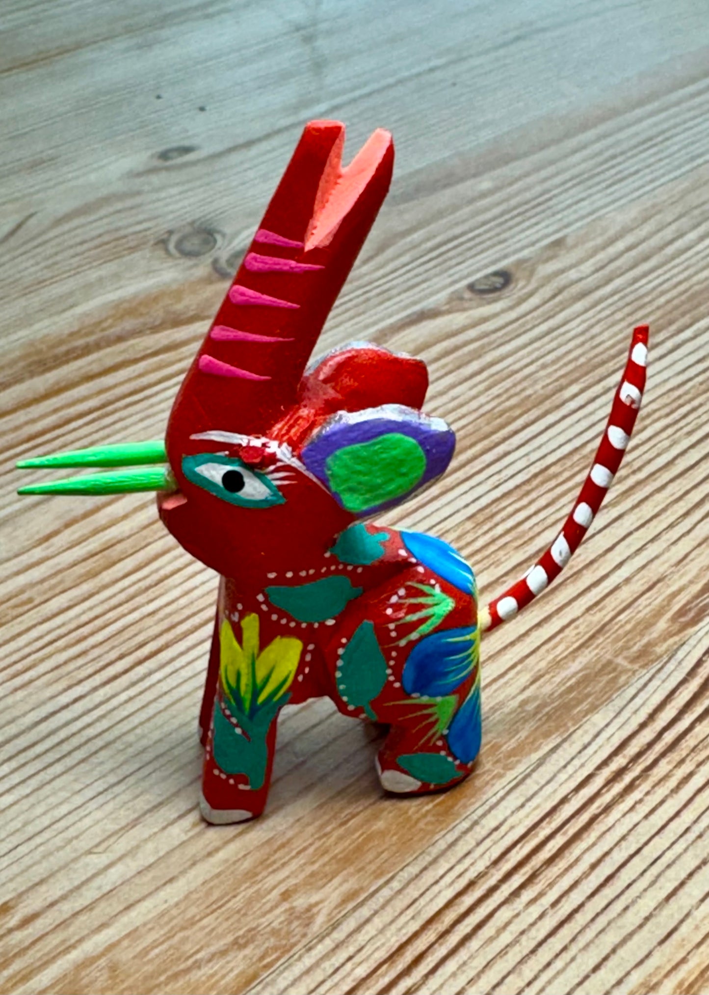 Alebrije - Colorful Wooden Elephant - 3" tall