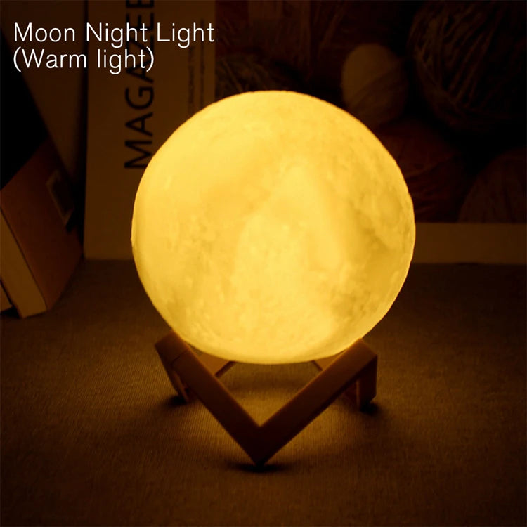 3D Moon Night Light - LED Galaxy Lamp with Stand