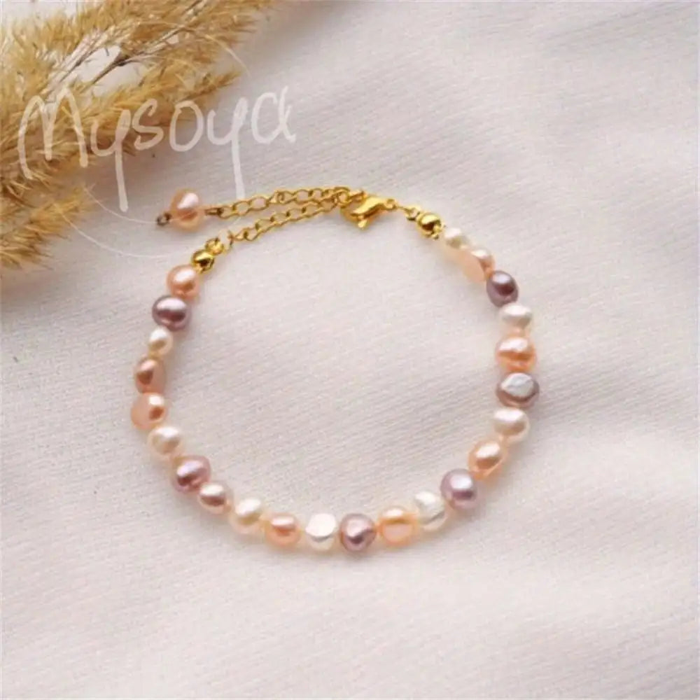 Baroque Rice Pearl Bracelet - 5-6mm Freshwater Pearls with Gift Box
