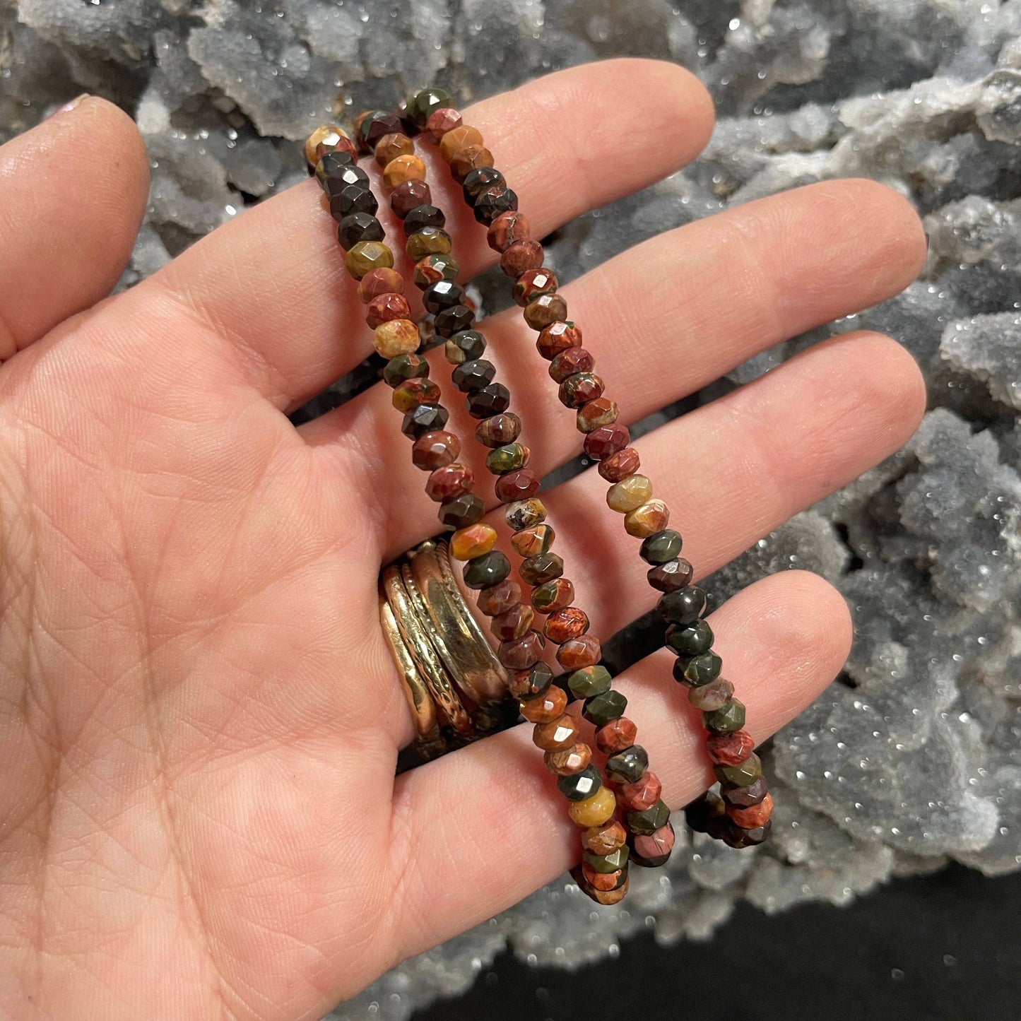 2-4 mm Gem Cut Mixed Jasper Bracelet - 1 bracelet
