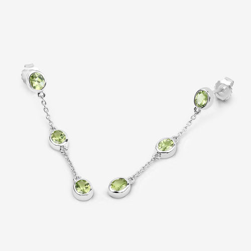 Genuine Peridot 'By The Yard' Earrings in .925 Sterling Silver — 2.10 ctw