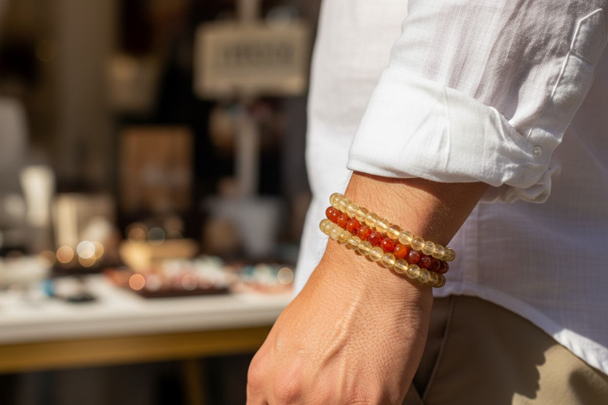 Citrine Round Bead Bracelet | Abundance & Manifestation Crystal