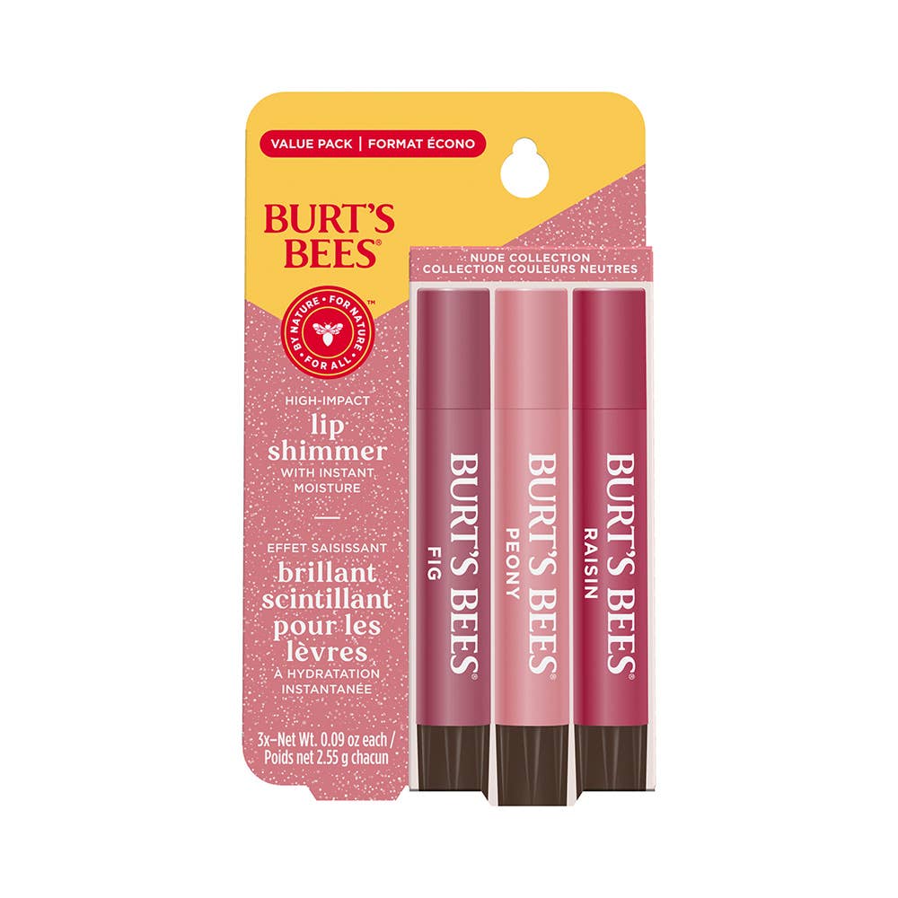 Nude Moisturizing Lip Shimmers With Beeswax, 3 Pack
