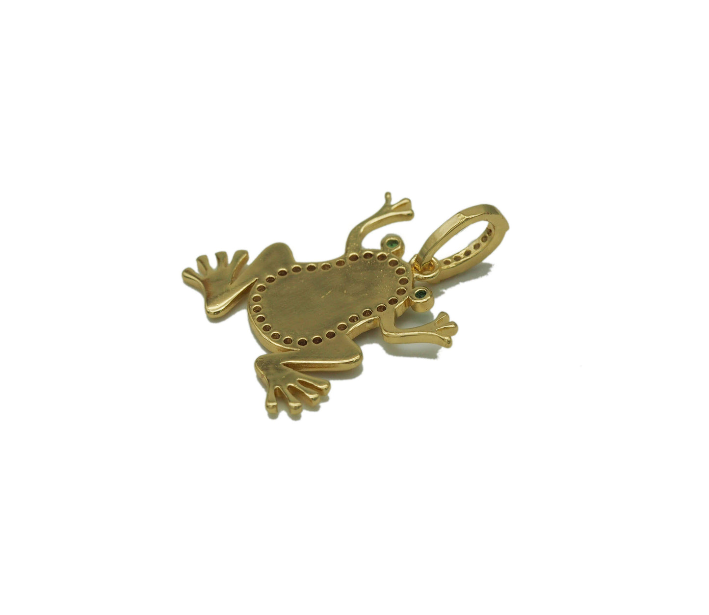 CZ Frog Charm Pendant | Malachite & Turquoise | Gold-Filled Brass