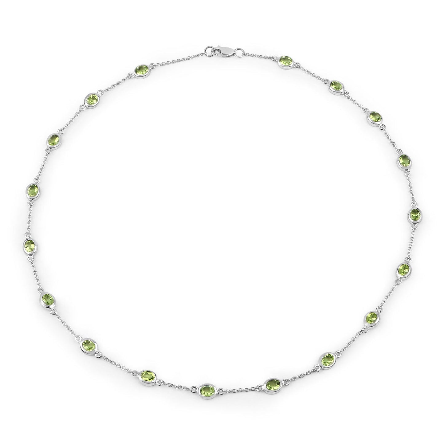 Genuine Peridot 'By The Yard' Necklace in .925 Sterling Silver — 6.30 ctw