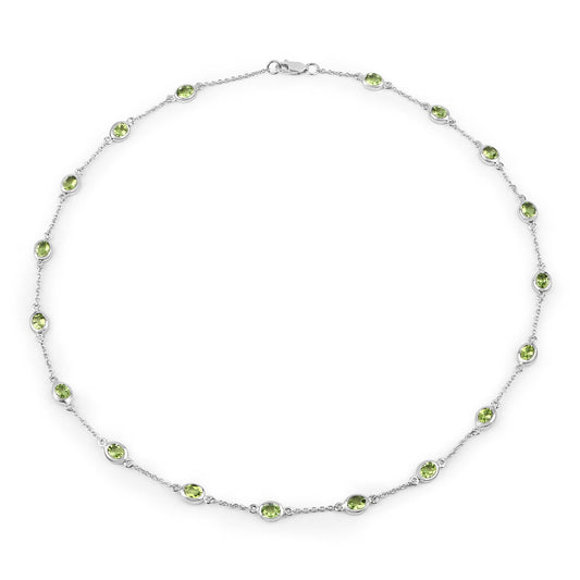 Genuine Peridot 'By The Yard' Necklace in .925 Sterling Silver — 6.30 ctw