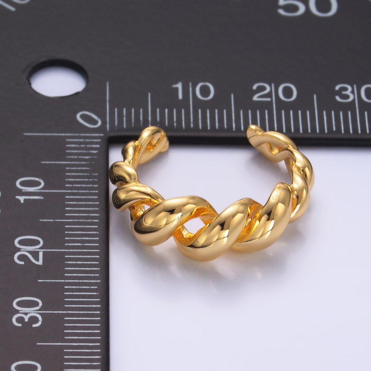 16K Gold Filled Spiral Twisted Rope Ring - Adjustable