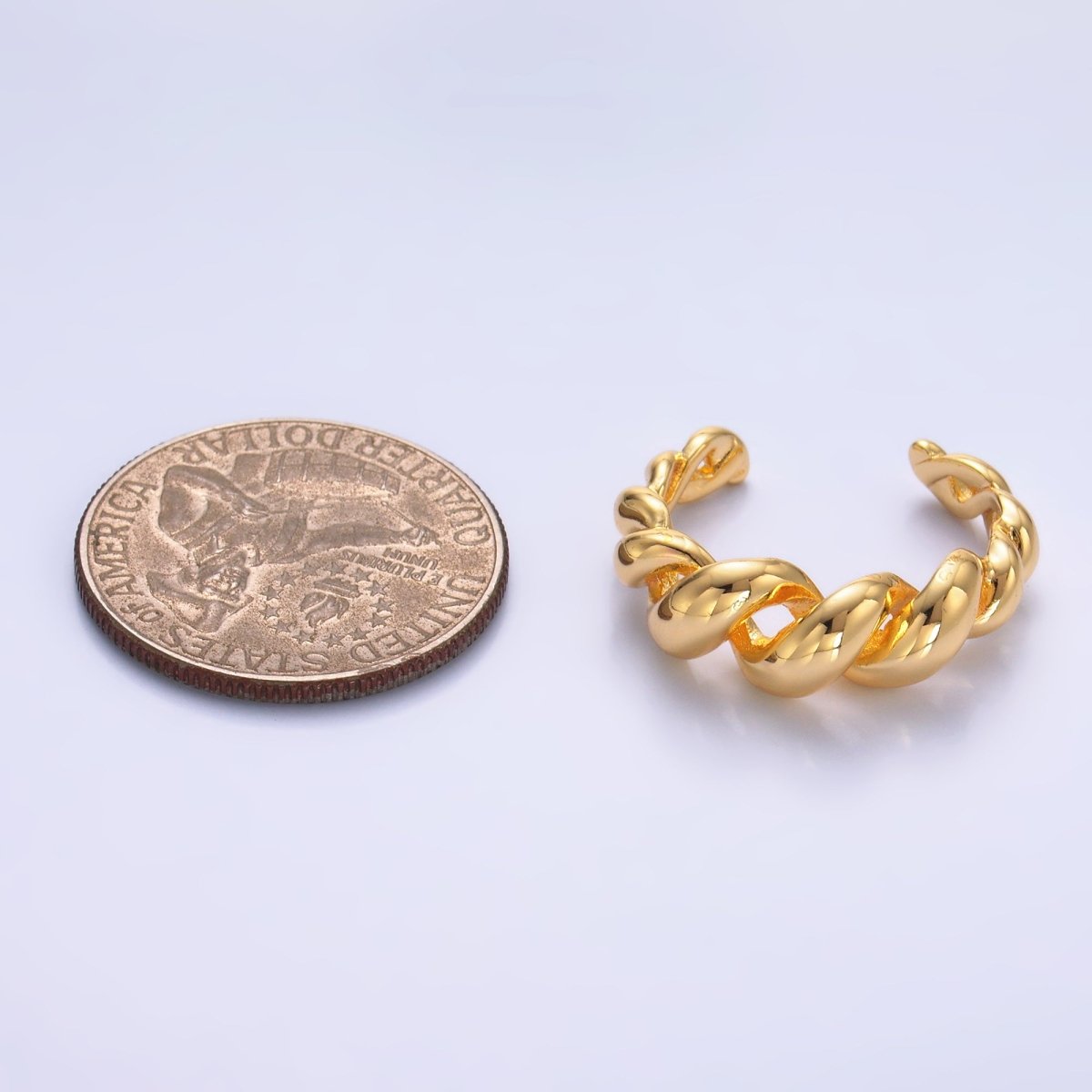 16K Gold Filled Spiral Twisted Rope Ring - Adjustable
