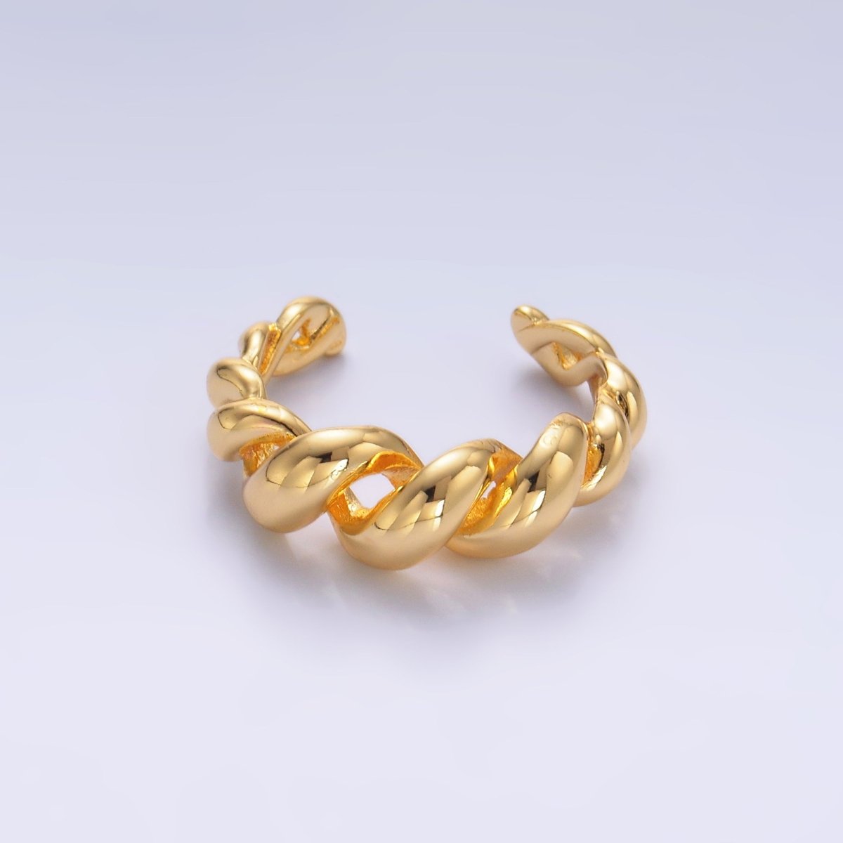 16K Gold Filled Spiral Twisted Rope Ring - Adjustable
