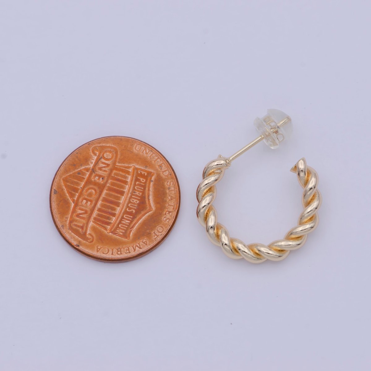 18K Gold Filled Twisted Rope C-Hoop Earrings - 23mm