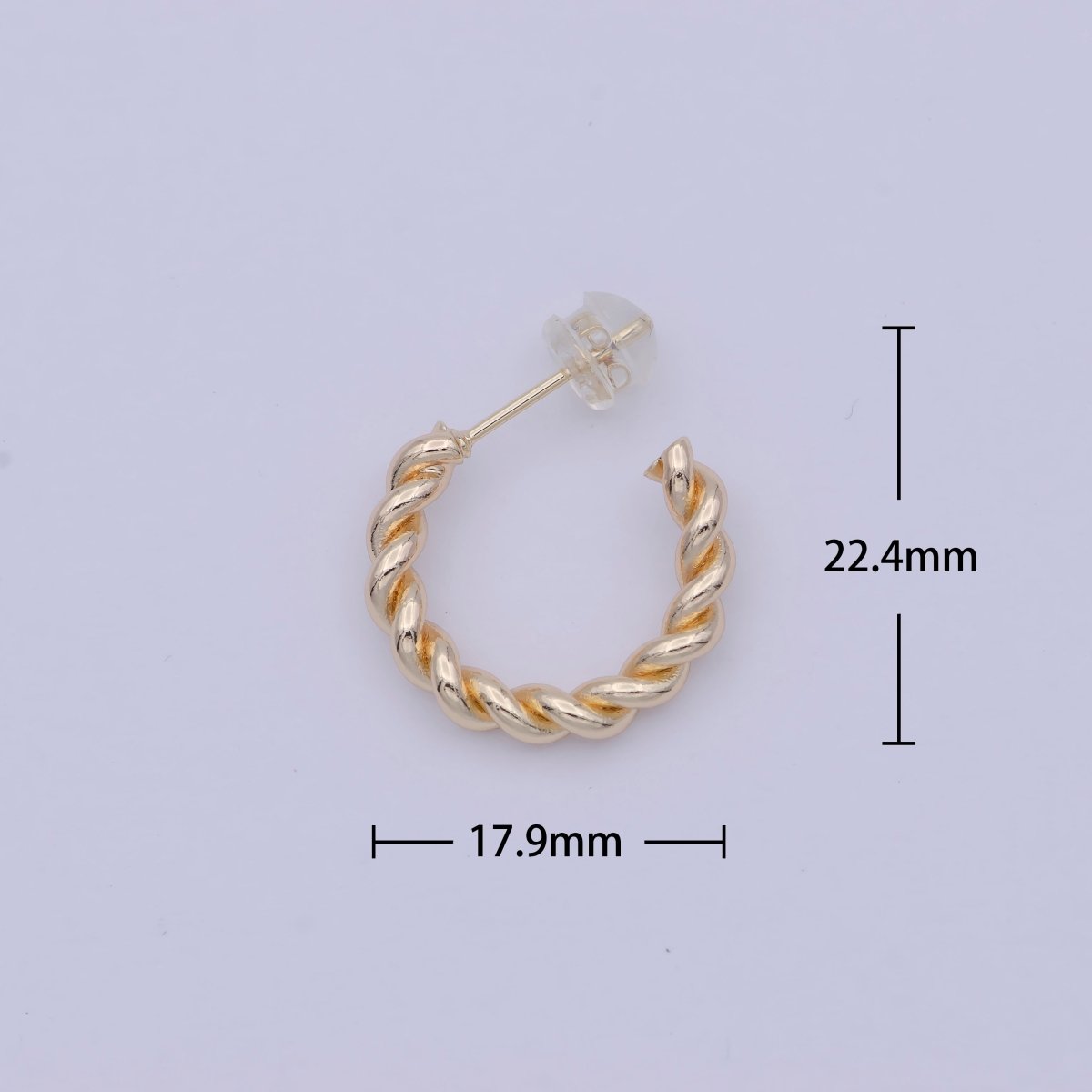 18K Gold Filled Twisted Rope C-Hoop Earrings - 23mm