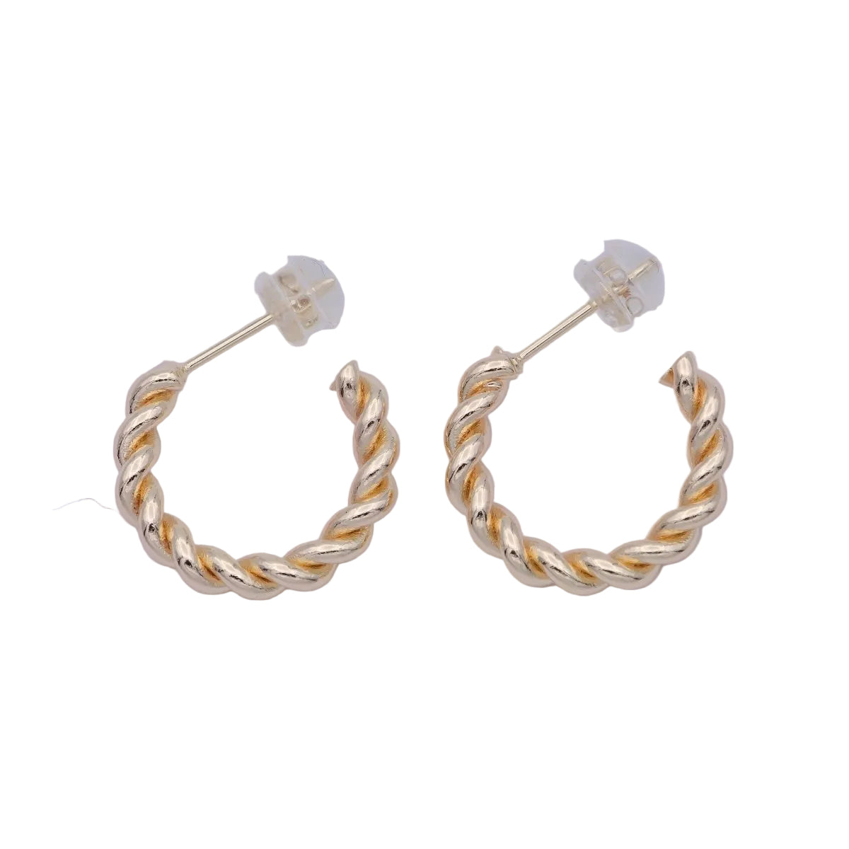 18K Gold Filled Twisted Rope C-Hoop Earrings - 23mm