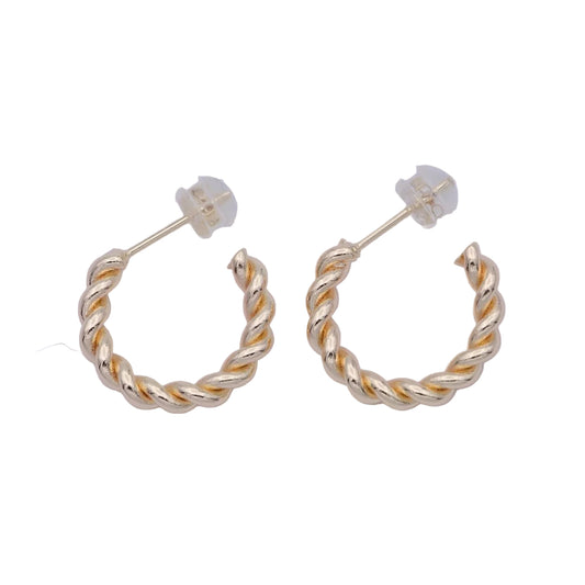 18K Gold Filled Twisted Rope C-Hoop Earrings - 23mm