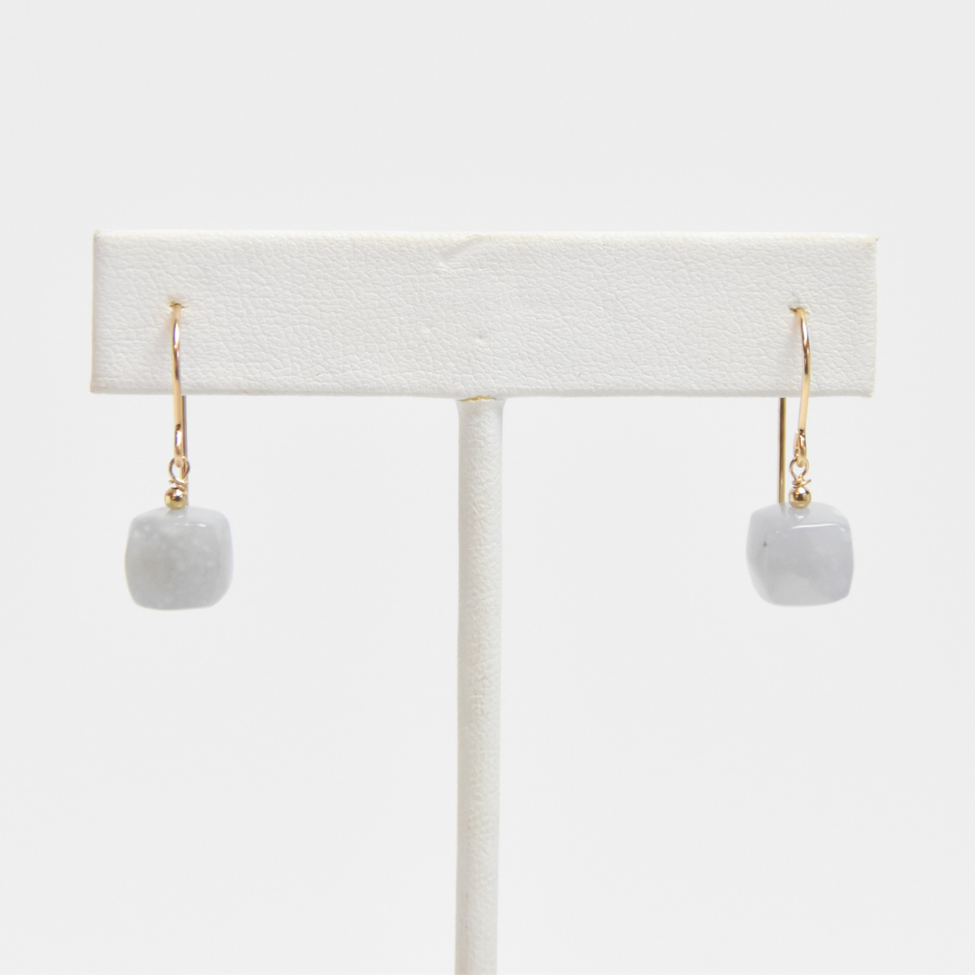 Foundations Earrings | Light Blue Chalcedony Cube Beads in 14k Gold Fill