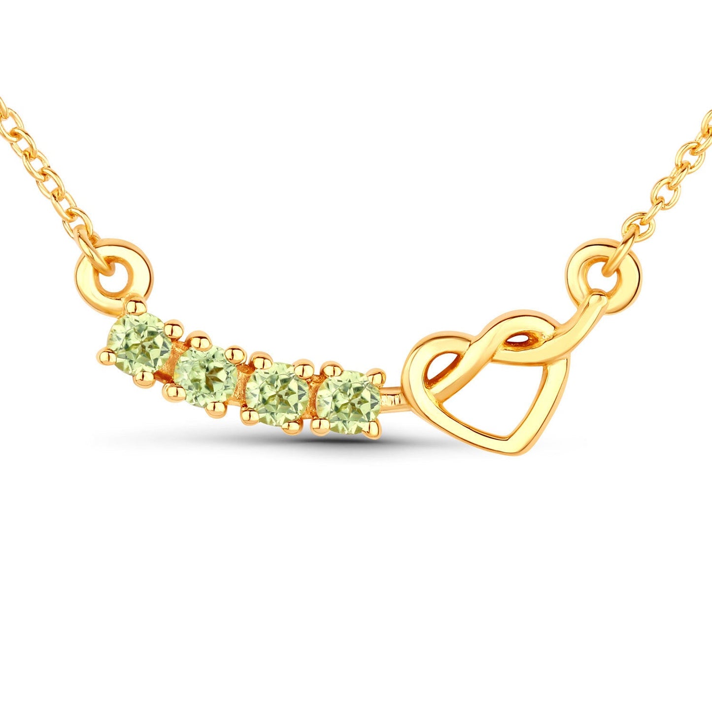 Genuine Peridot Heart Necklace in 18K Gold Plated Sterling Silver — 0.28 ctw