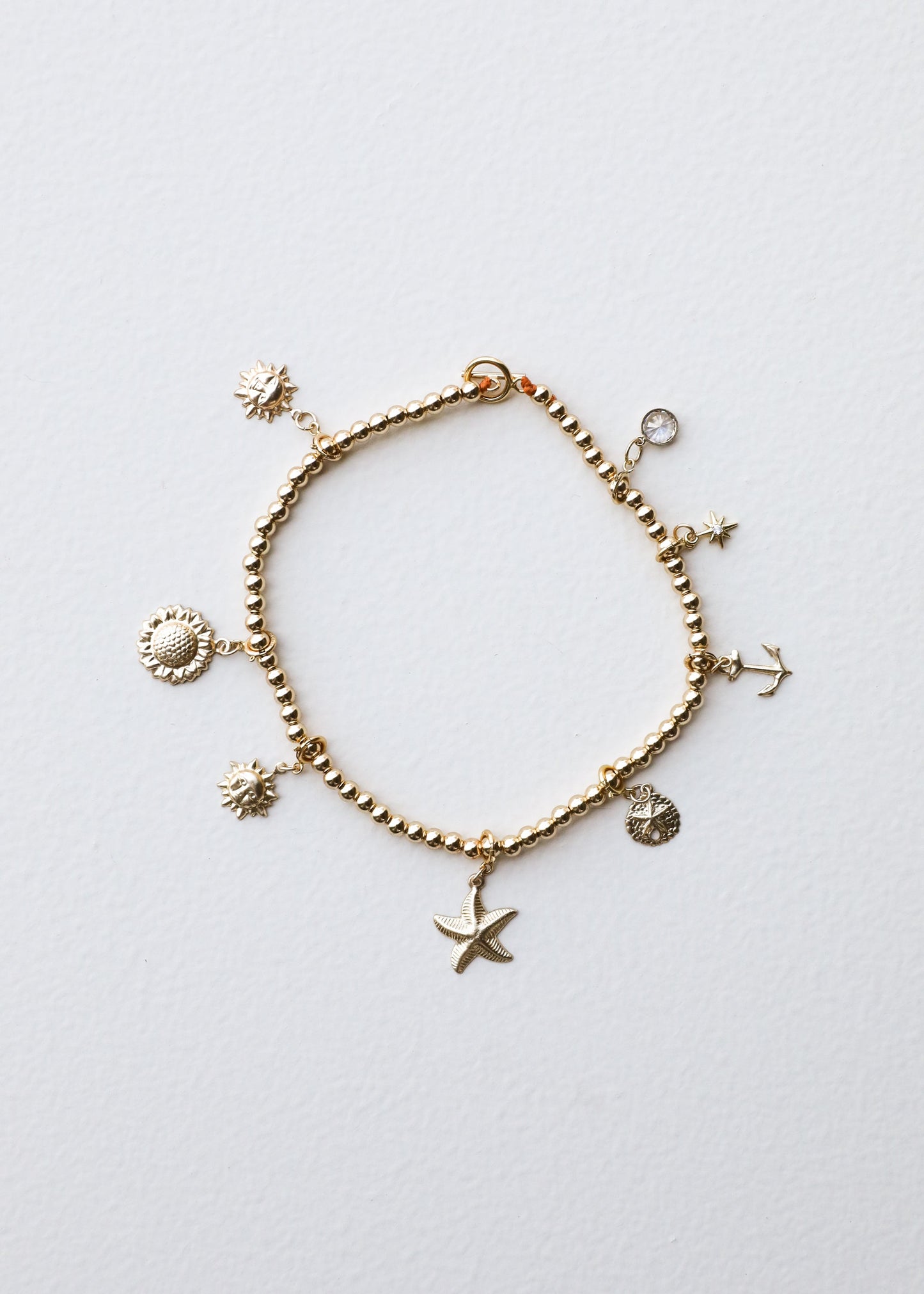 14k Gold Filled Beaded Anklet or Bracelet with Toggle Clasp