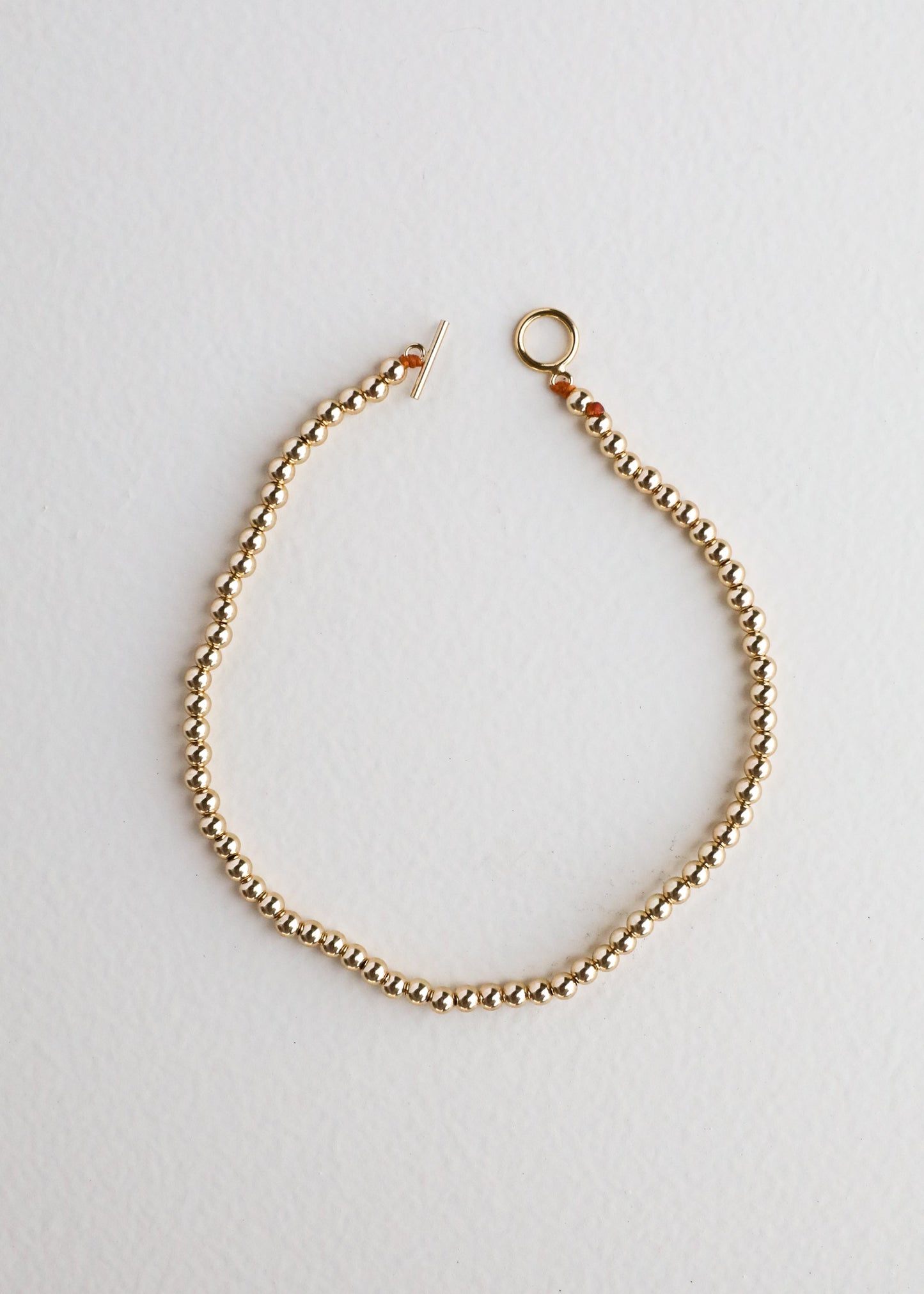 14k Gold Filled Beaded Anklet or Bracelet with Toggle Clasp