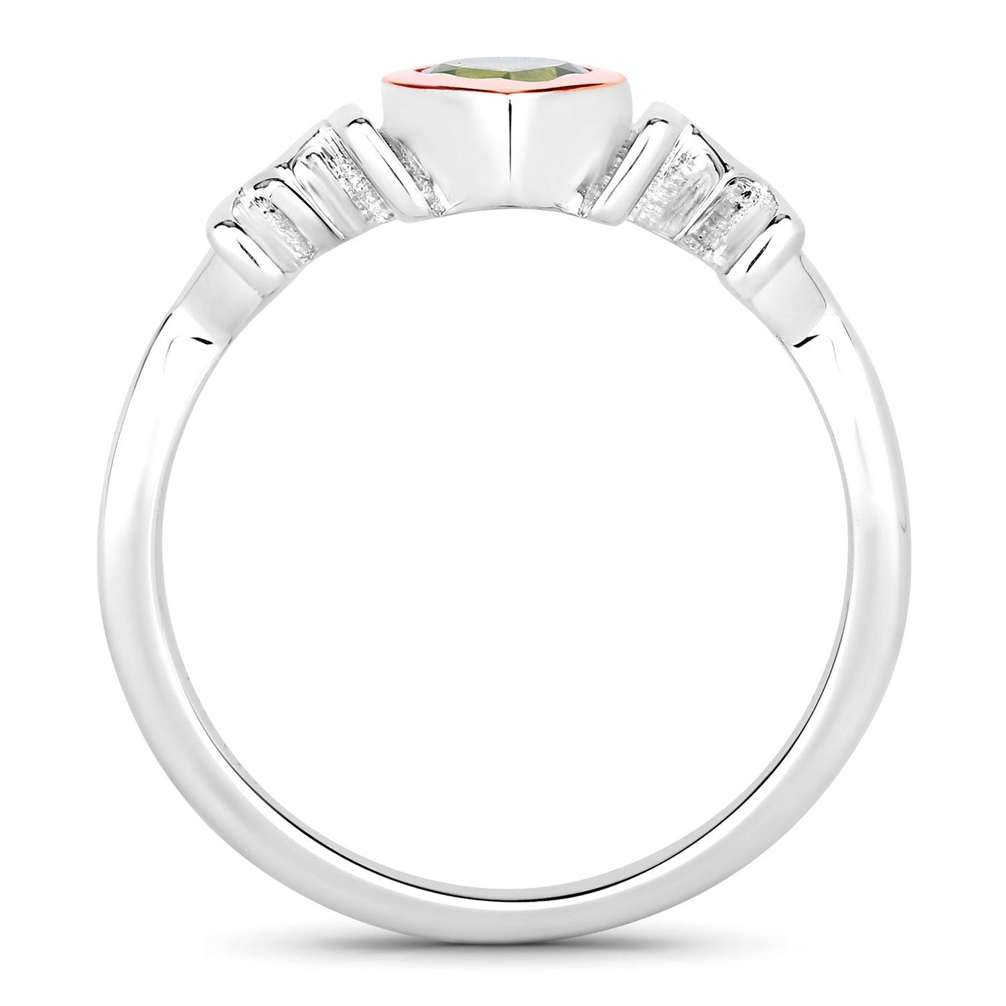 Genuine Peridot Heart 'Mom' Ring in Two-Tone .925 Sterling Silver — 0.44 ctw