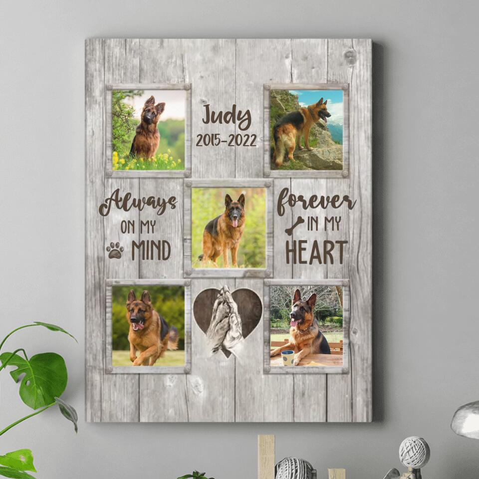 Personalized Memorial Pet Canvas | Upload 5 Photos | Always On My Mind, Forever In My Heart