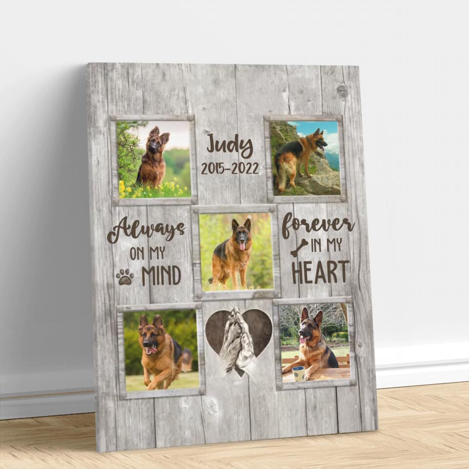 Personalized Memorial Pet Canvas | Upload 5 Photos | Always On My Mind, Forever In My Heart
