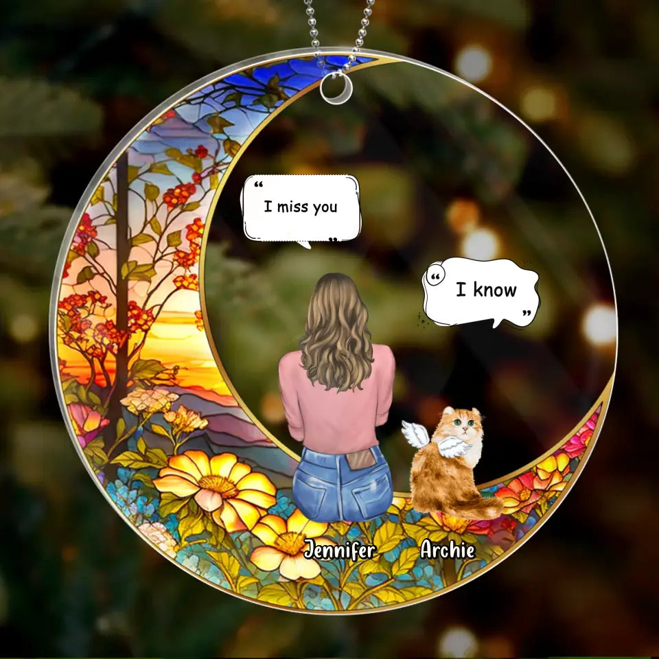 Personalized Memorial Pet Circle Acrylic Ornament | Dog, Cat & Rabbit Keepsake Gift