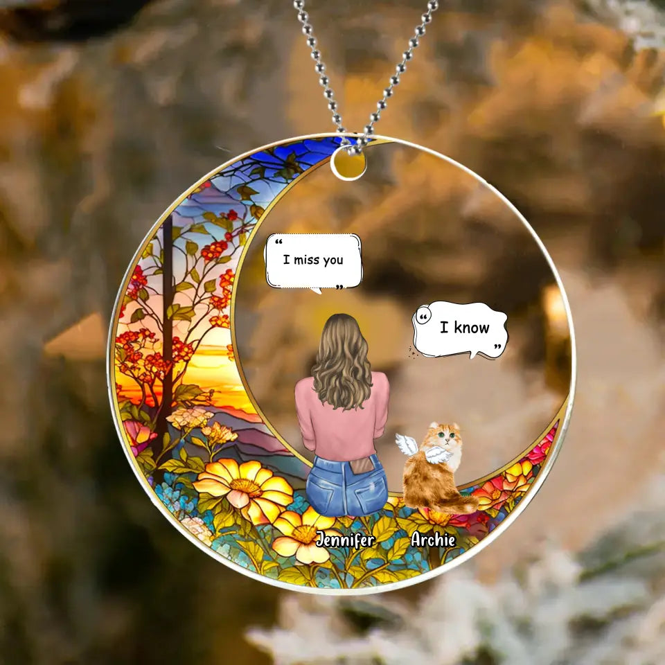 Personalized Memorial Pet Circle Acrylic Ornament | Dog, Cat & Rabbit Keepsake Gift