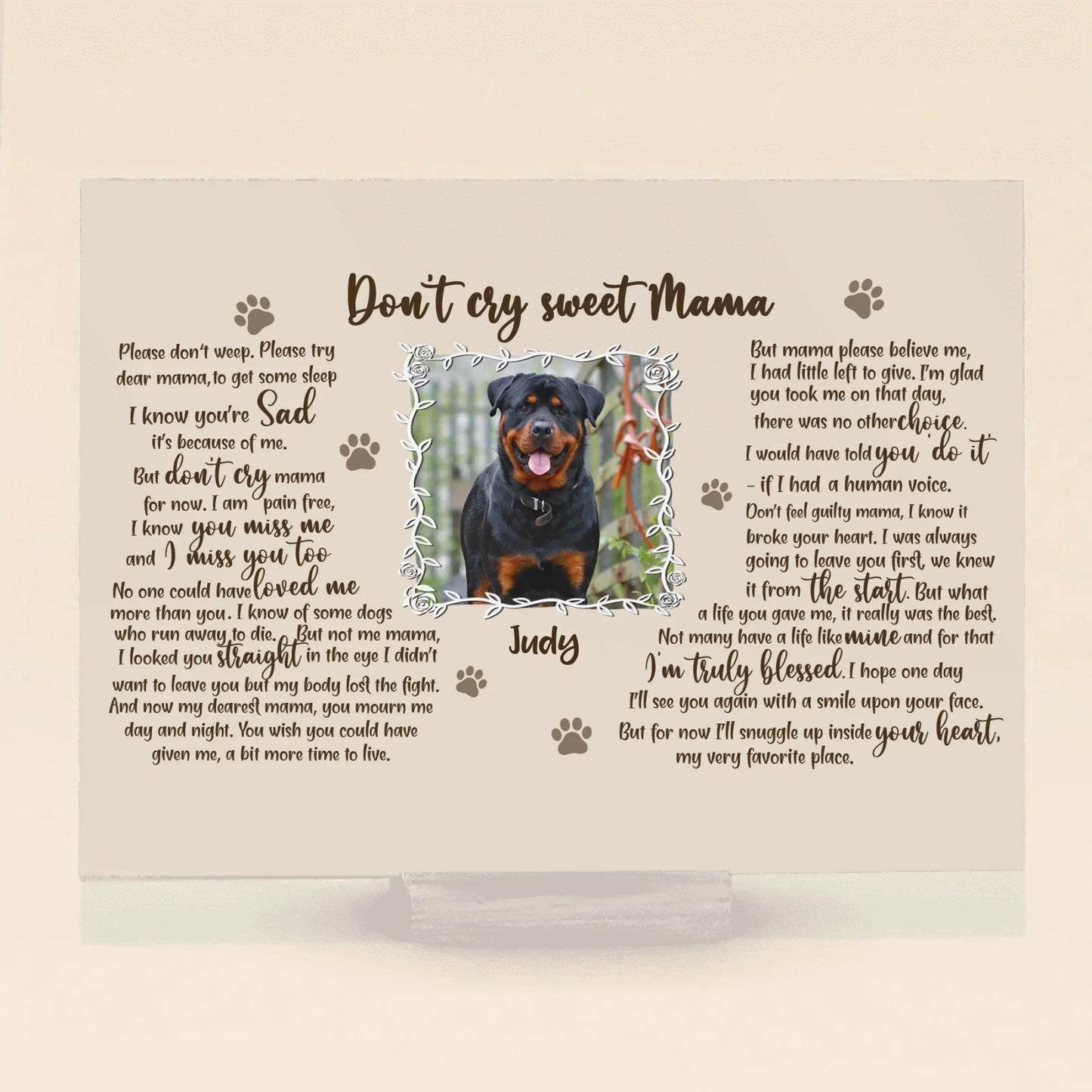 Personalized Pet Memorial Acrylic Plaque | Custom Photo Keepsake for Dog & Cat Lovers