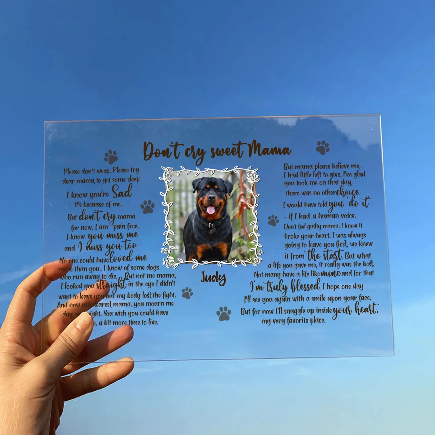 Personalized Pet Memorial Acrylic Plaque | Custom Photo Keepsake for Dog & Cat Lovers