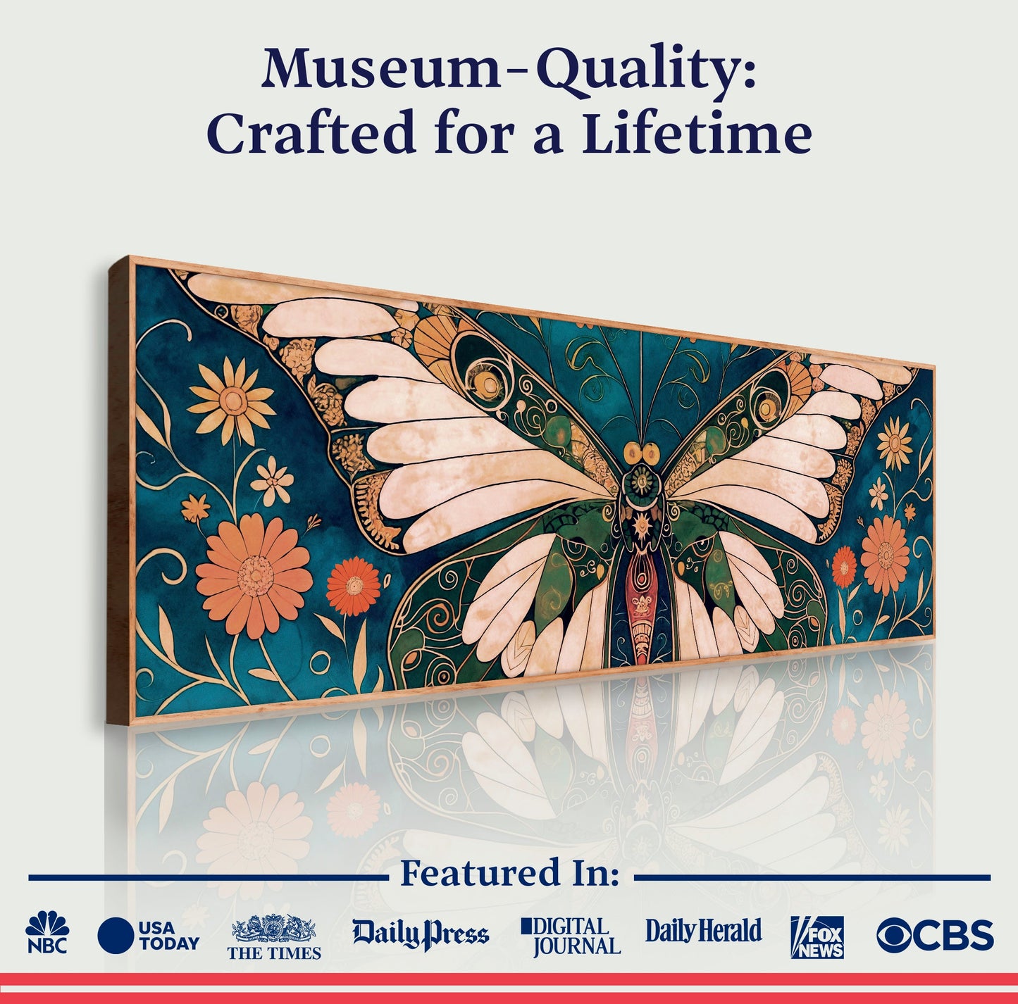 Abstract Vintage Butterfly Wall Art – Premium Gallery Wrapped Canvas