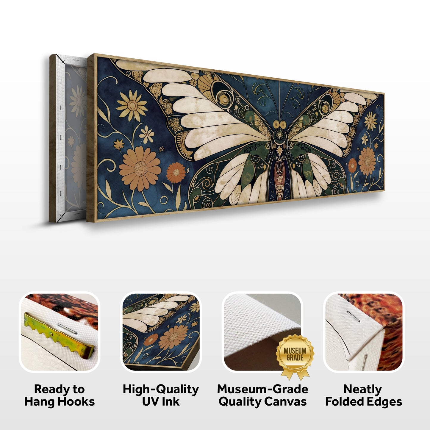 Abstract Vintage Butterfly Wall Art – Premium Gallery Wrapped Canvas