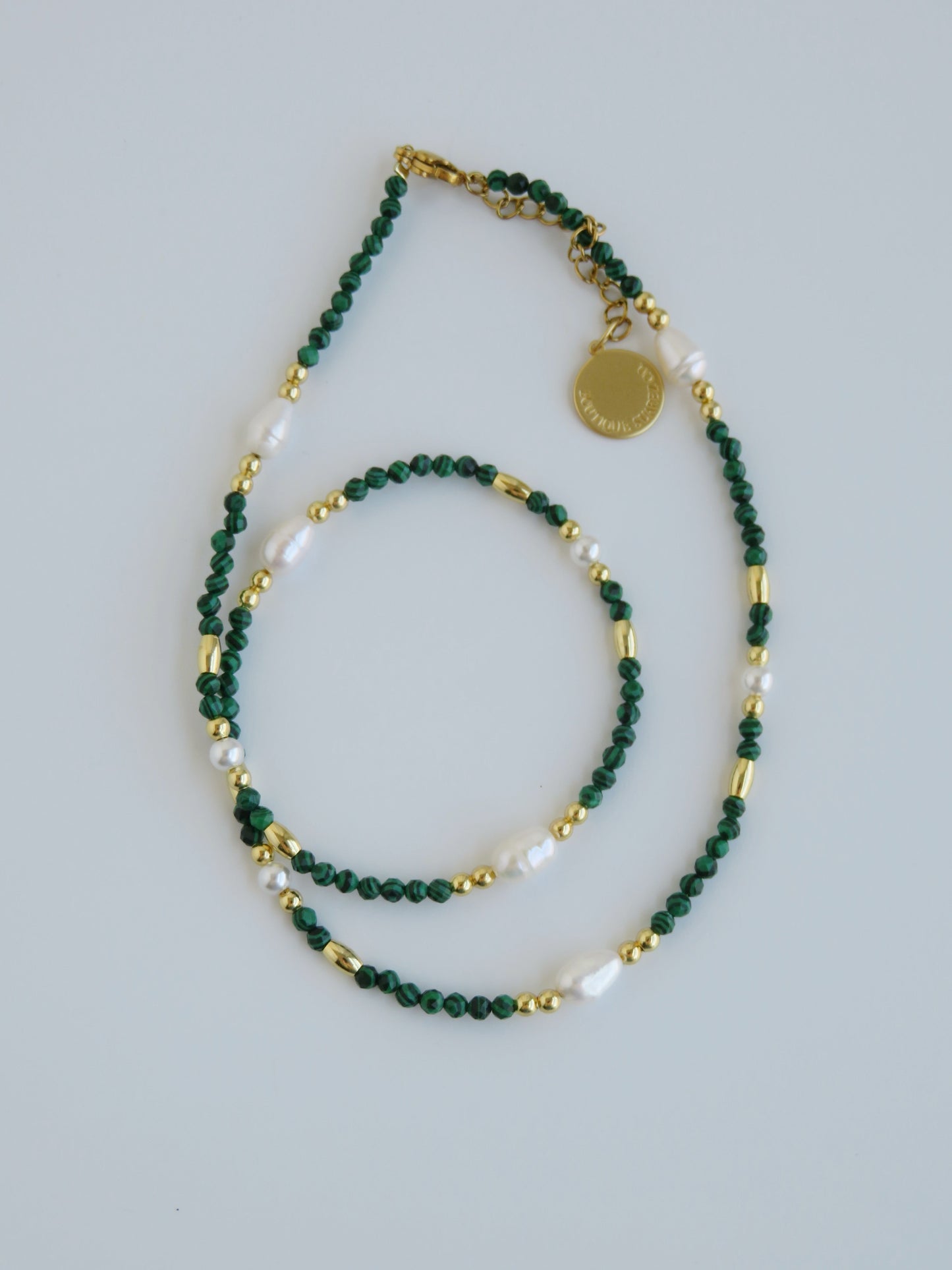 Malachite & Freshwater Pearl Wrap Bracelet Necklace | Handcrafted