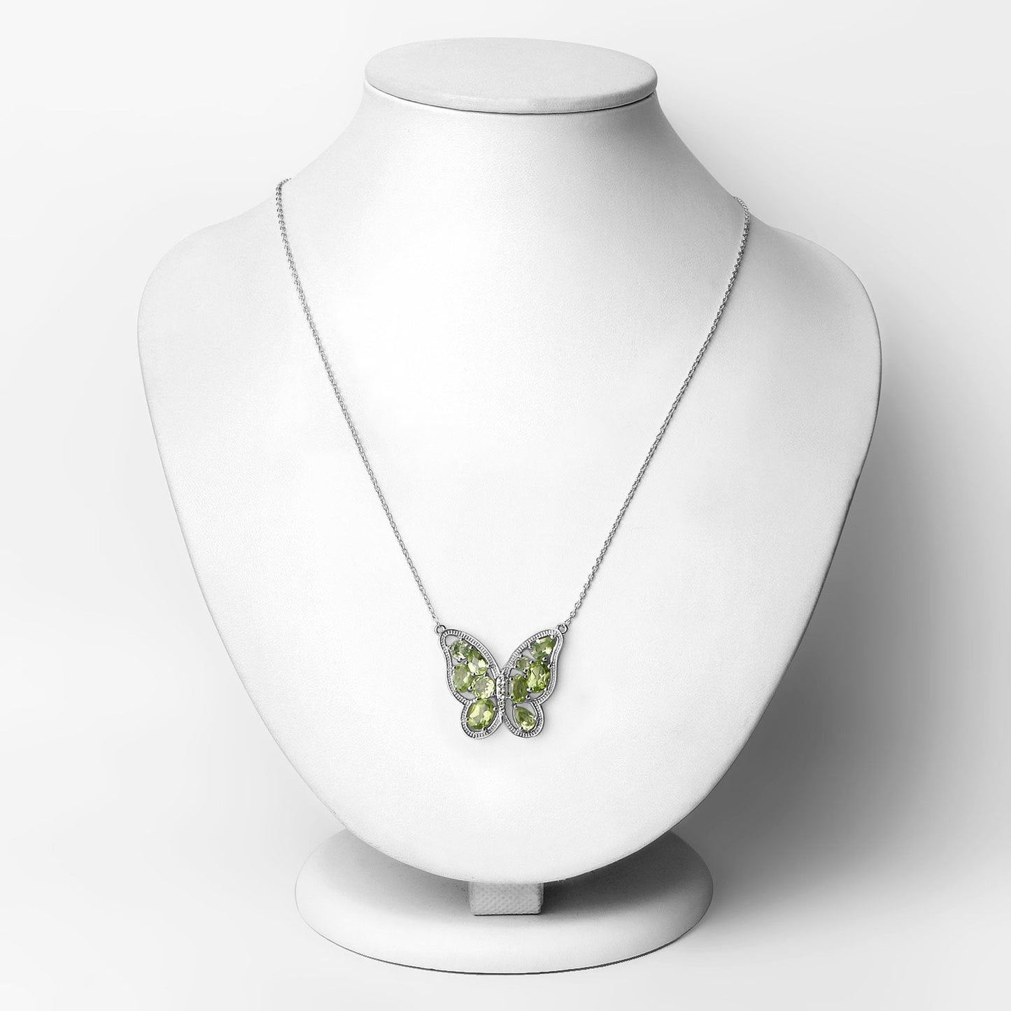 Genuine Peridot Butterfly Necklace in .925 Sterling Silver — 4.65 ctw