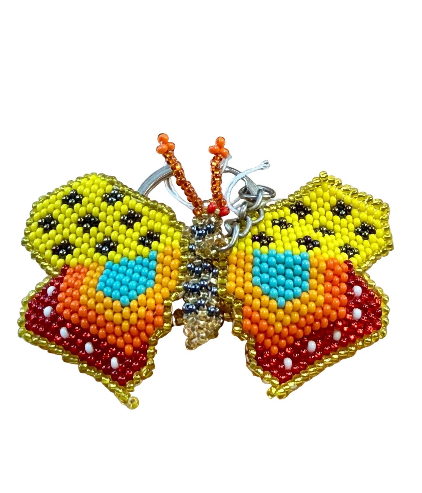 Handmade Guatemalan Butterfly Beaded Keychain