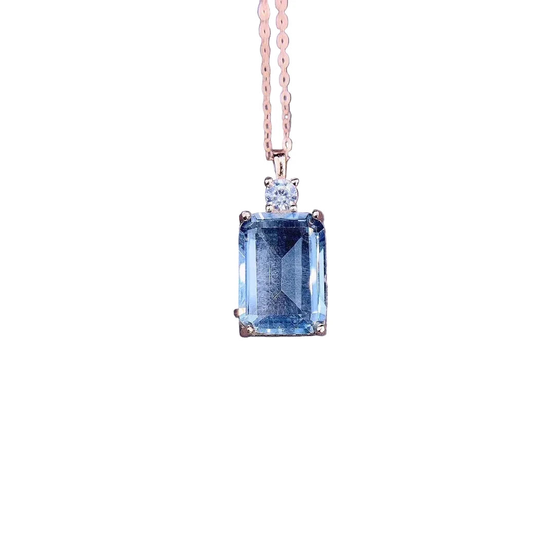 Blue saphire gemstone necklace on a white background