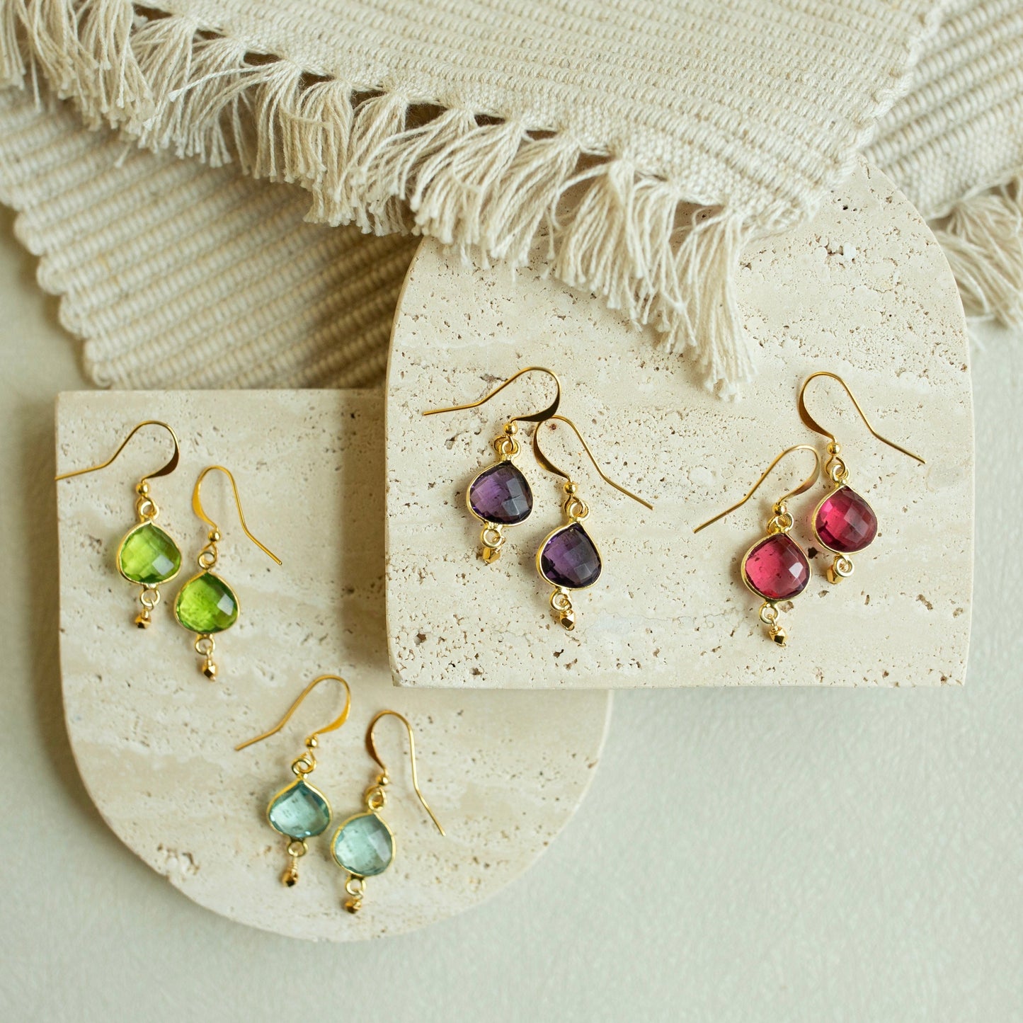 Ballet Drop Earrings | Natural Gemstone, 14K Gold Vermeil