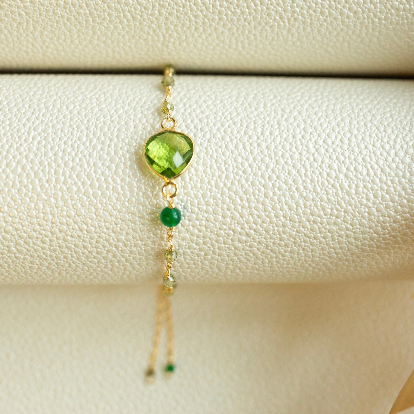 Ballet Bracelet – Heart-Cut Gemstone, 14k Gold Plated
