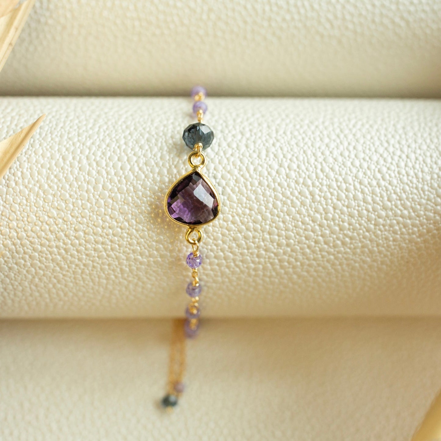 Ballet Bracelet – Heart-Cut Gemstone, 14k Gold Plated