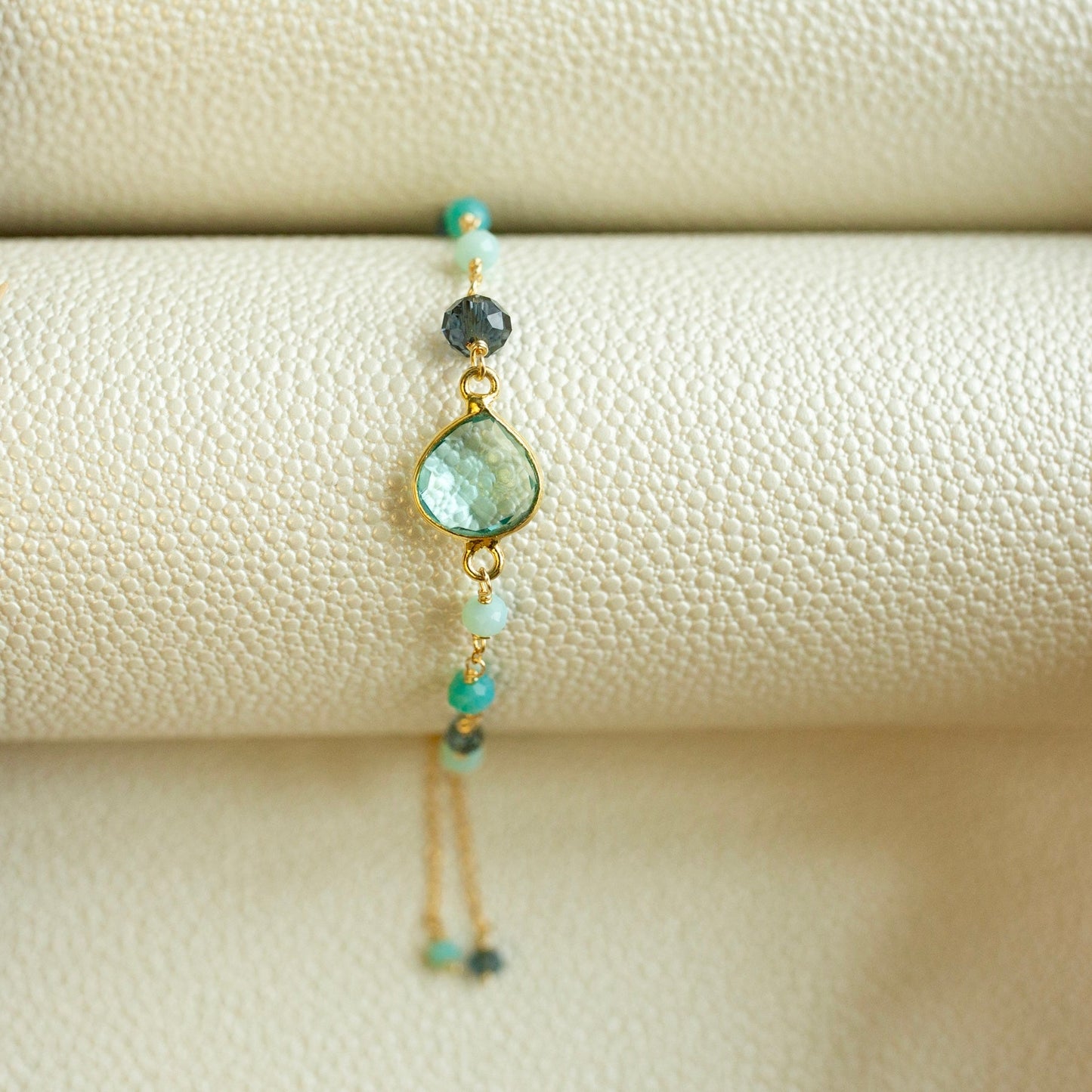 Ballet Bracelet – Heart-Cut Gemstone, 14k Gold Plated