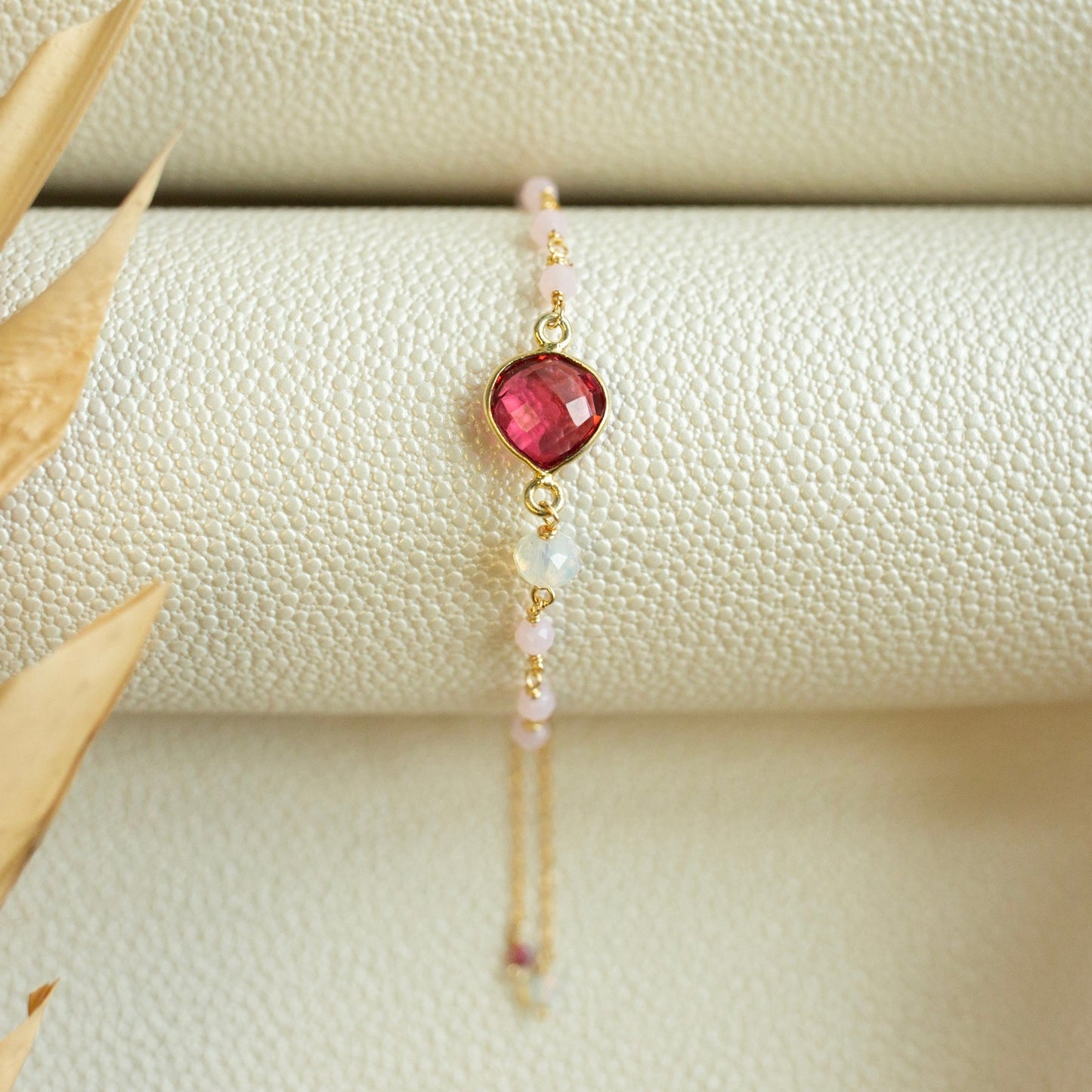 Ballet Bracelet – Heart-Cut Gemstone, 14k Gold Plated