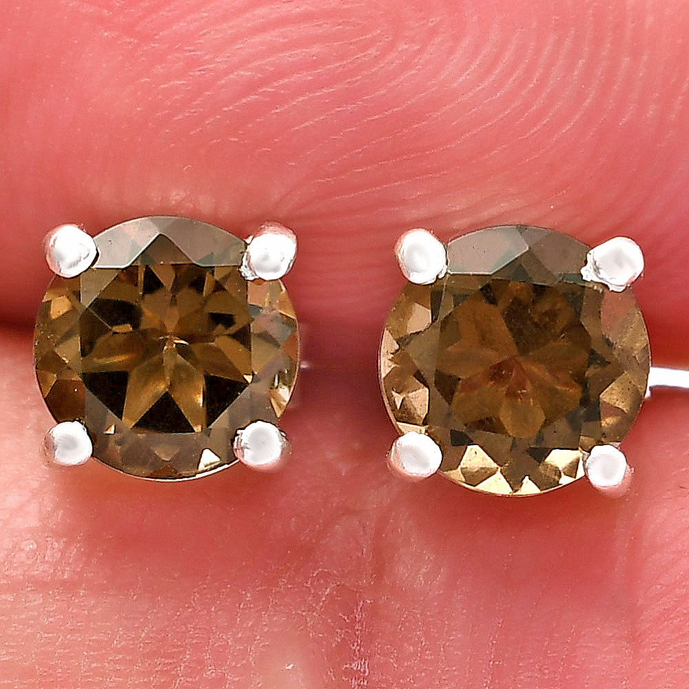 Natural Gemstone Round Cut Stud Earrings in .925 Sterling Silver — Choose Your Stone