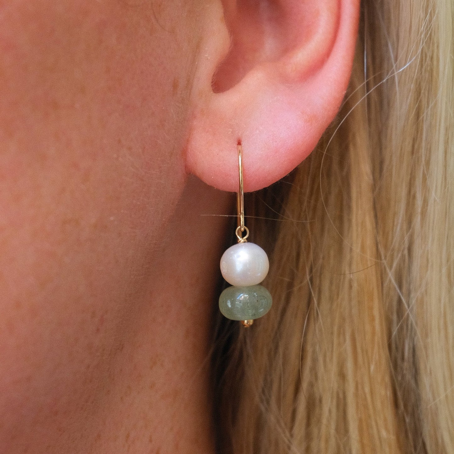 Palms Earrings | Aventurine & Freshwater Pearl Dangles in 14k Gold Fill