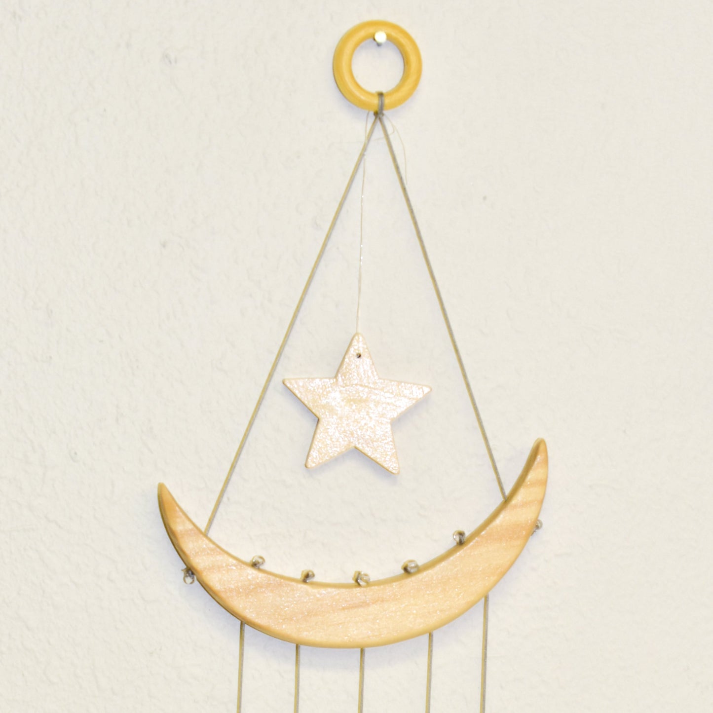 Celestial Moon & Star Agate Wind Chime - Natural Stone Slices