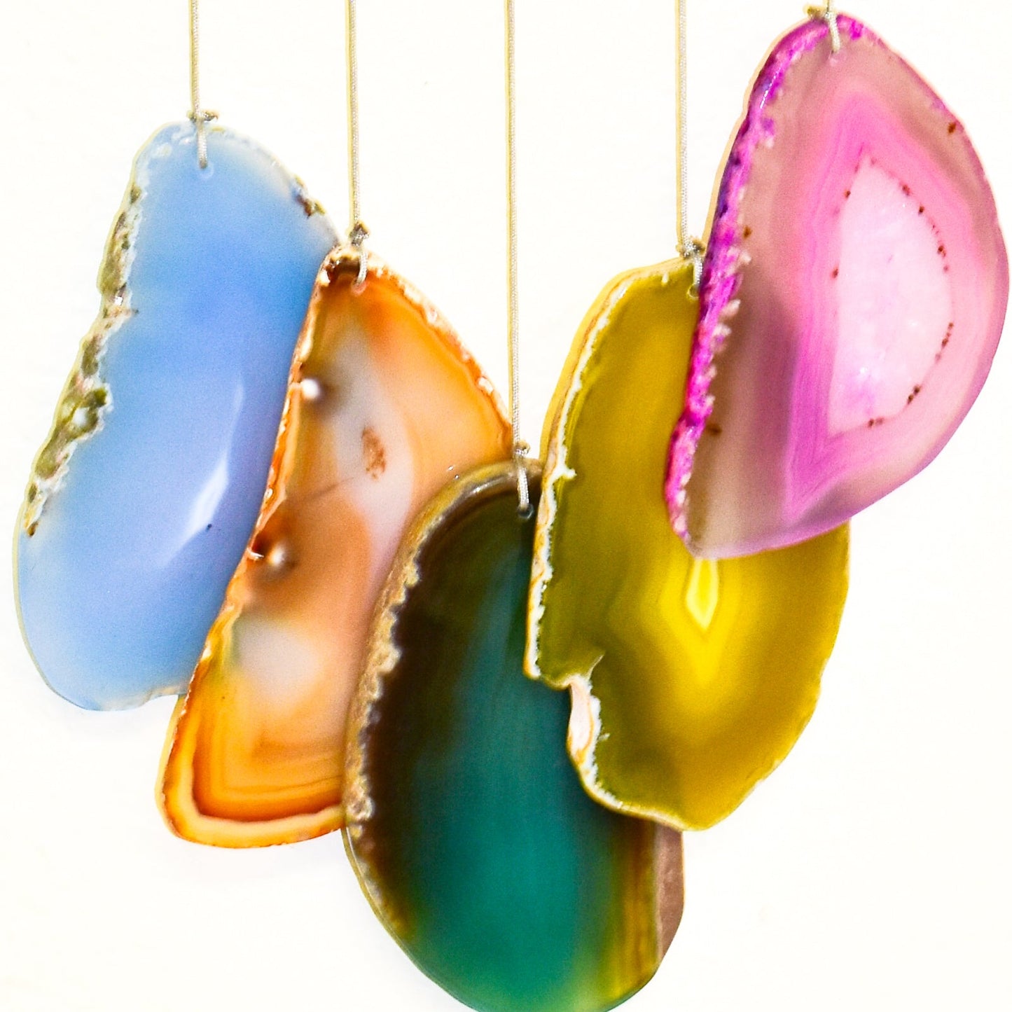 Celestial Moon & Star Agate Wind Chime - Natural Stone Slices
