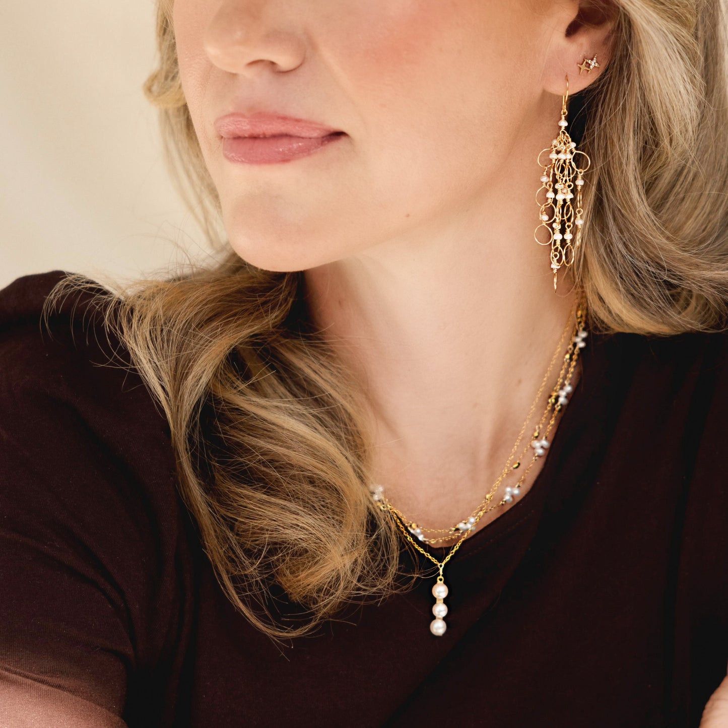 Freshwater Pearl Bar Necklace | 14k Gold-Plated