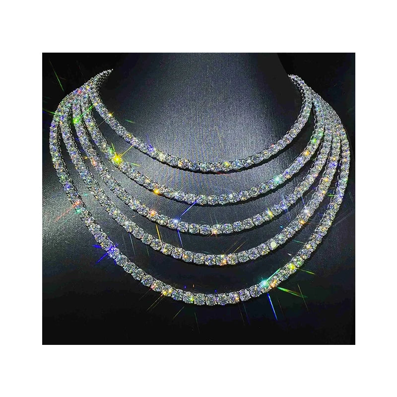 VVS Moissanite Tennis Chain & Bracelet | 2mm–6mm | White Gold, Gold & Rose Gold