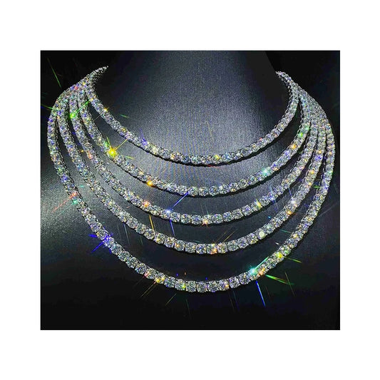VVS Moissanite Tennis Chain & Bracelet | 2mm–6mm | White Gold, Gold & Rose Gold